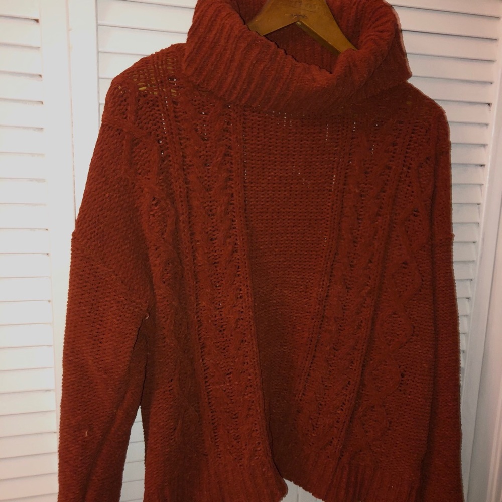 Burnt Orange Mock Neck Sweater